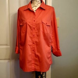 Zac & Rachel Tangerine Colored Button-Up Blouse 2x